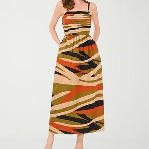 NWT Elegant Olive and Orange Striped Maxi Dress Size M